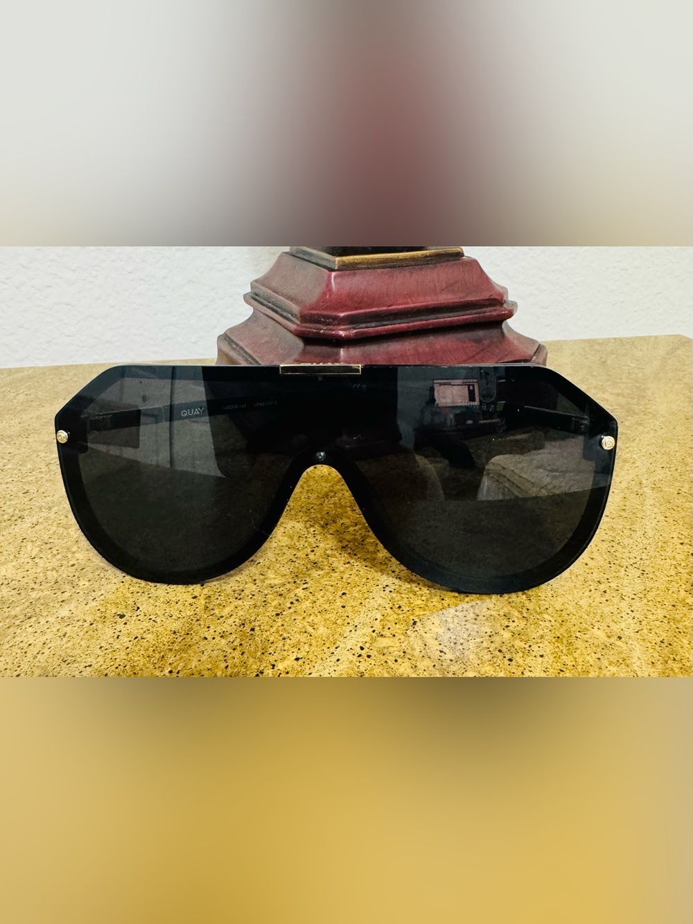 QUAY Oversized Shield Sunglasses in Black